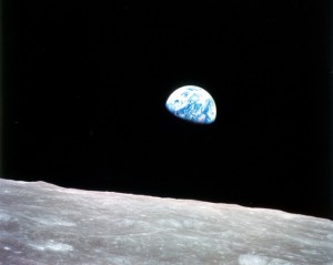 Earth rising over the Moon from Apollo 8.