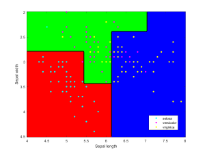 Iris data classified using a decision tree.