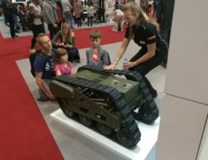 Military robot being shown to families at New Scientist Live 2017.